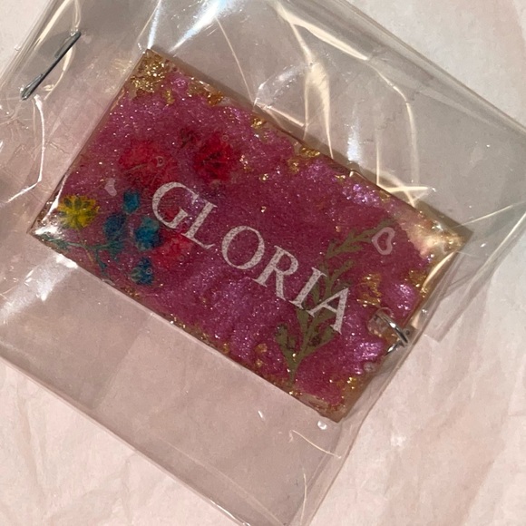 Your Name Personalized keychain resin handmade gold flakes floral beautiful - Picture 3 of 3